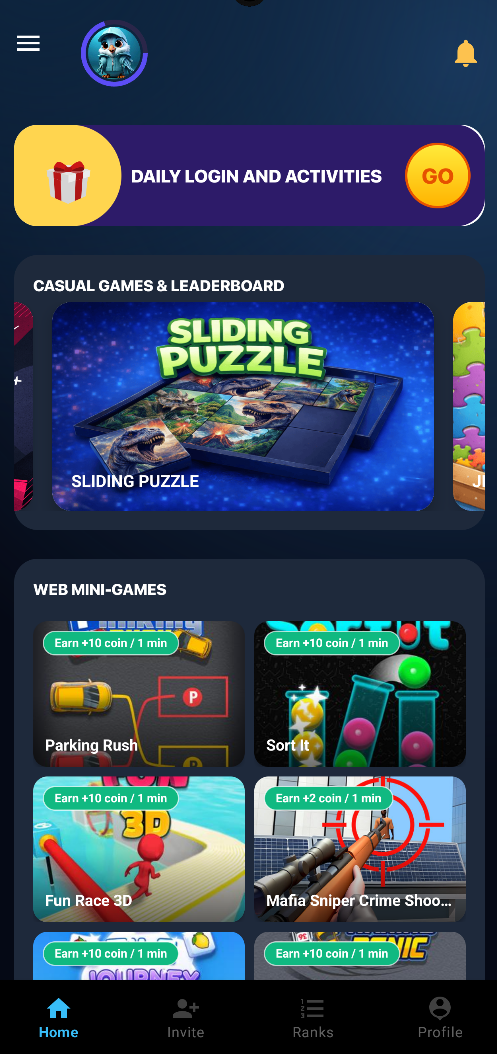 Joy Arcade home screen preview